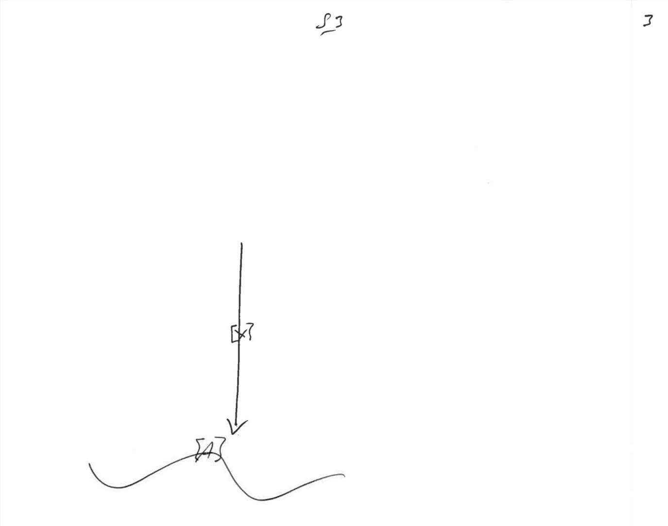 Viewer Brian Stage Three freehand sketch: a line descending toward a standing wave rippling outward
