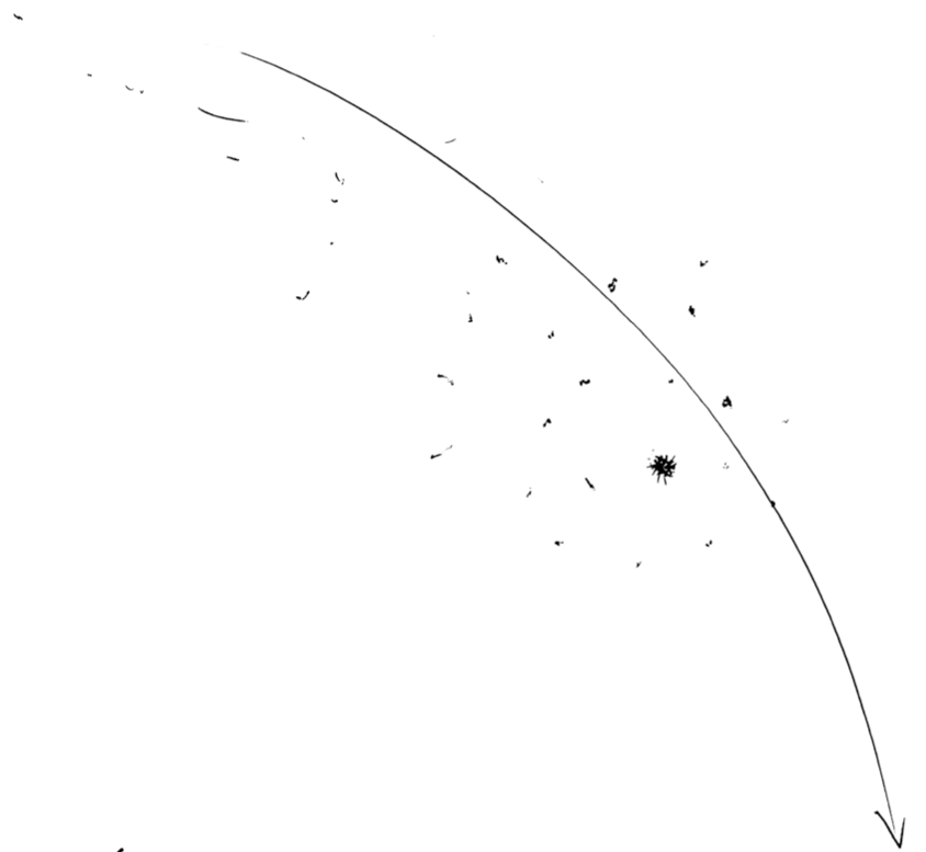 Hand-drawn sketch of spike protein insertion and proliferation